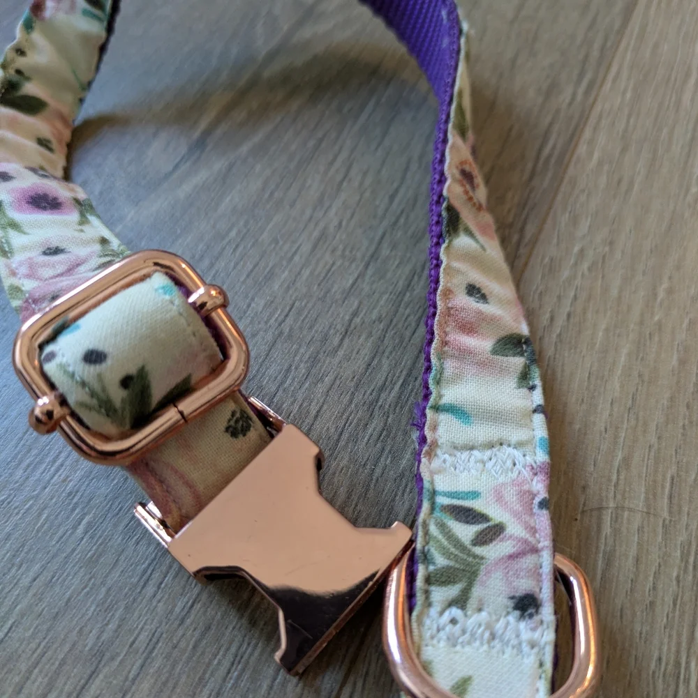 Floral Dog Collar Rose Gold 🐾🌸